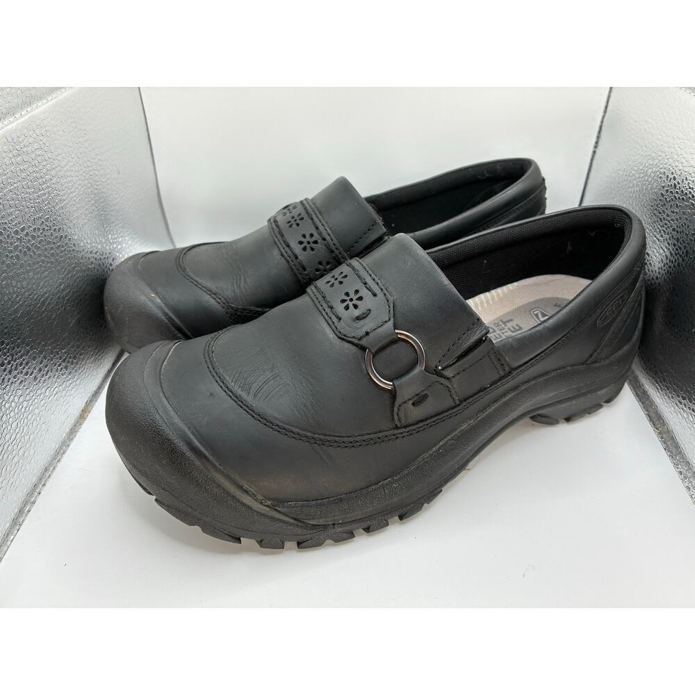 KEEN Kaci II Women 9.5 black leather Slip On Clog Comfort Shoe EU 40 India - Picture 2 of 7